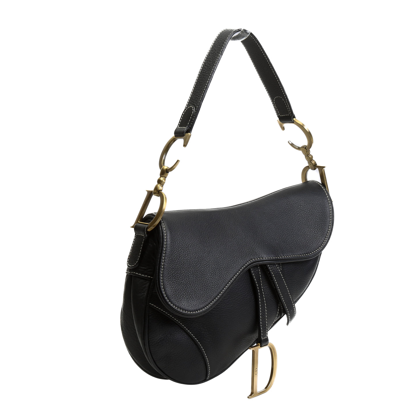 CHRISTIAN DIOR Vintage Leather Saddle Bag - Black