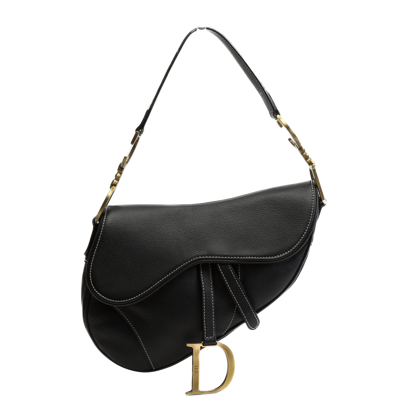 CHRISTIAN DIOR Vintage Leather Saddle Bag - Black