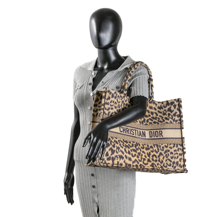 CHRISTIAN DIOR Large Canvas Animal Print Book Tote OUTLET FINAL SALE