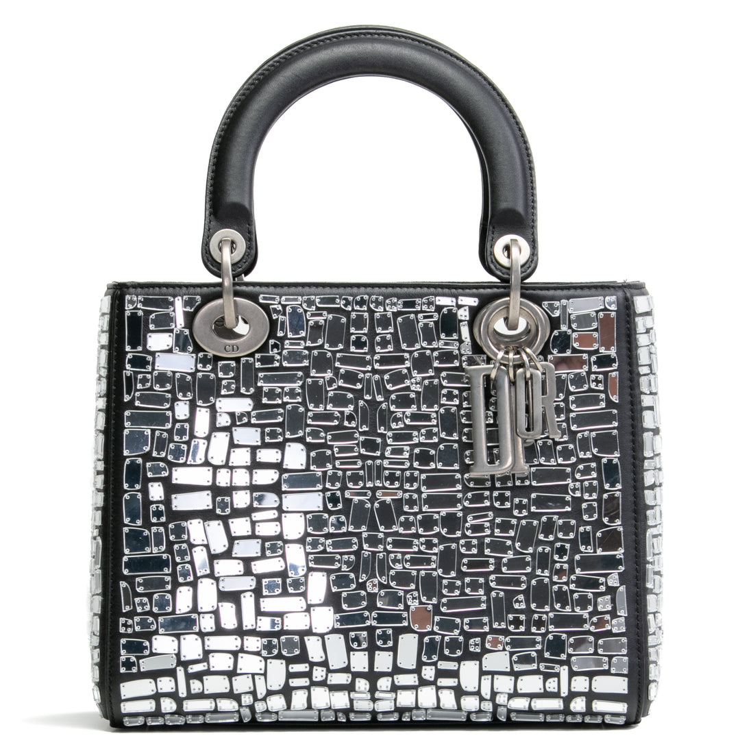 Christian Dior Mosaic of Mirrors Medium Lady Dior Bag - Black Outlet Final Sale