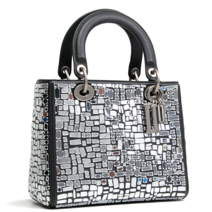 Christian Dior Mosaic of Mirrors Medium Lady Dior Bag - Black Outlet Final Sale