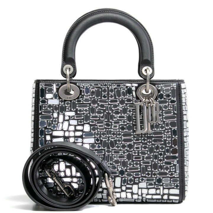 Christian Dior Mosaic of Mirrors Medium Lady Dior Bag - Black Outlet Final Sale