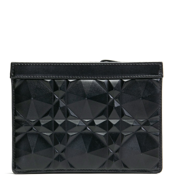 DIOR Caro Zipped Pouch w/ Chain Diamond Motif Cannage Calfskin- Black