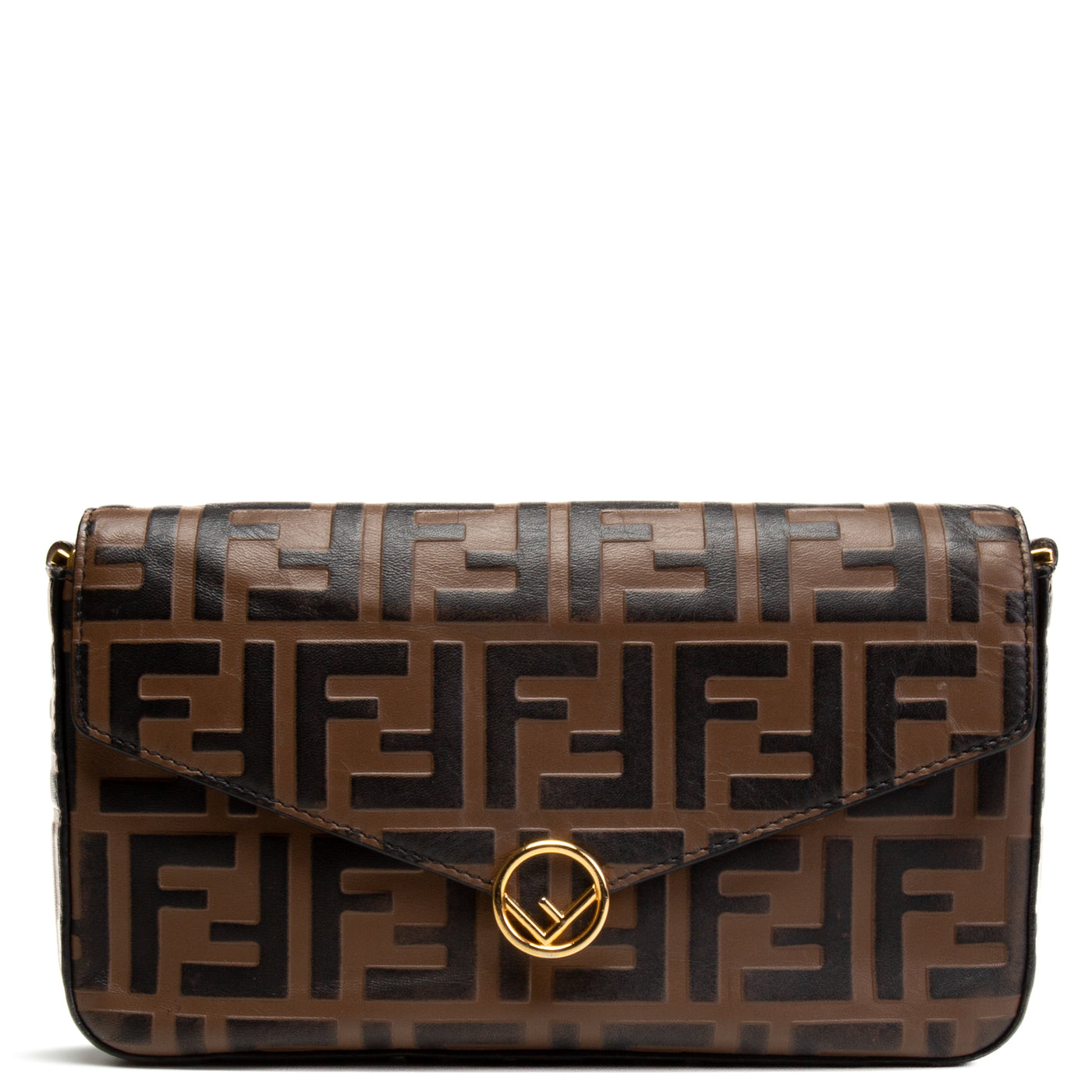 FENDI F Is Fendi Soft Zucca Embossed Wallet On Chain Crossbody OUTLET FINAL SALE