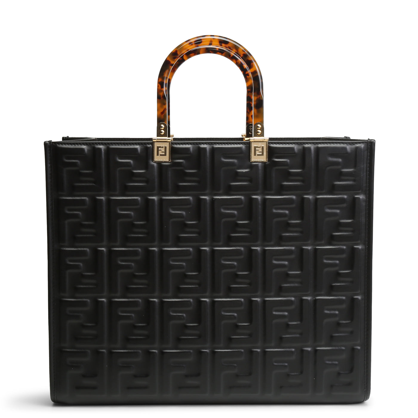 FENDI Medium Embossed Sunshine Tote - Black