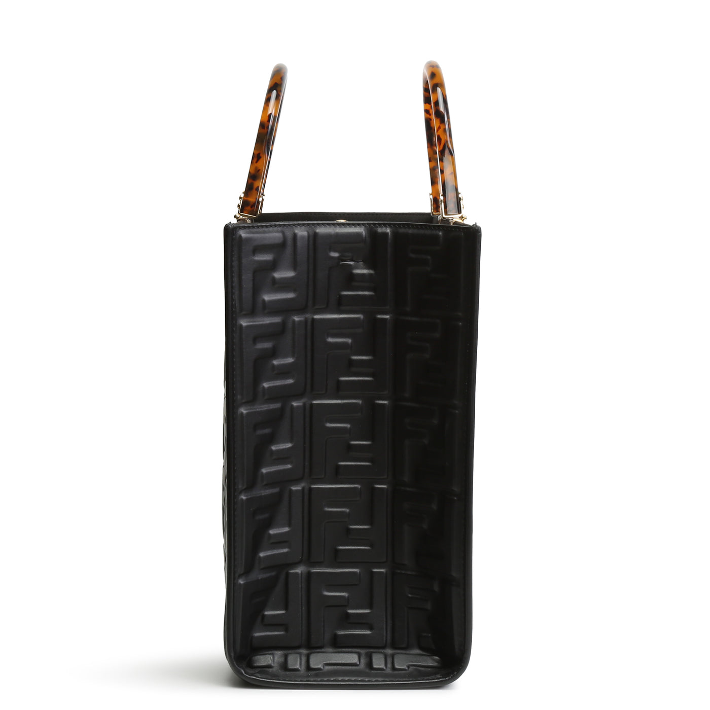 FENDI Medium Embossed Sunshine Tote - Black