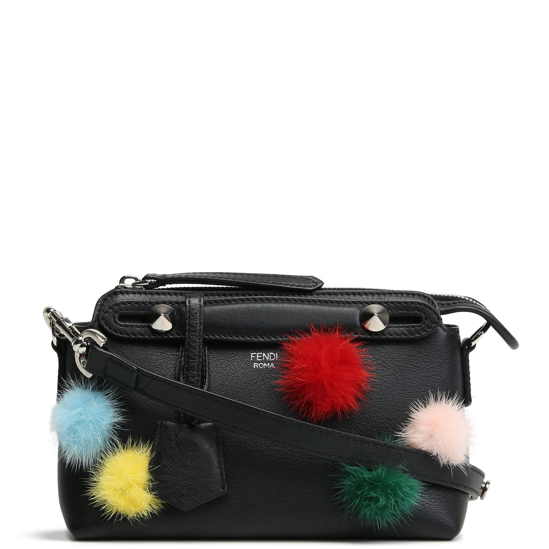 FENDI Pom Pom Mini By The Way Shoulder Bag - Black