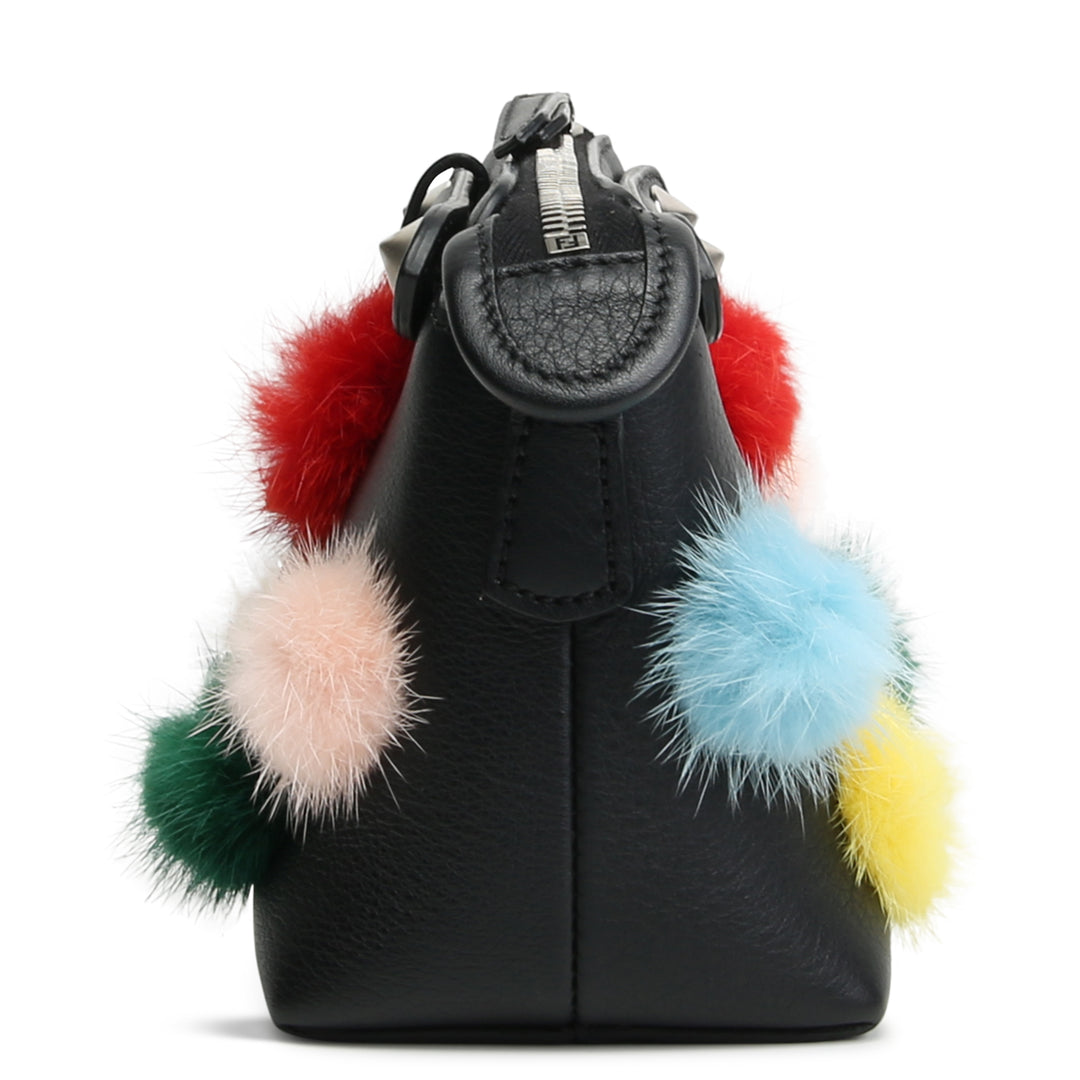 FENDI Pom Pom Mini By The Way Shoulder Bag - Black