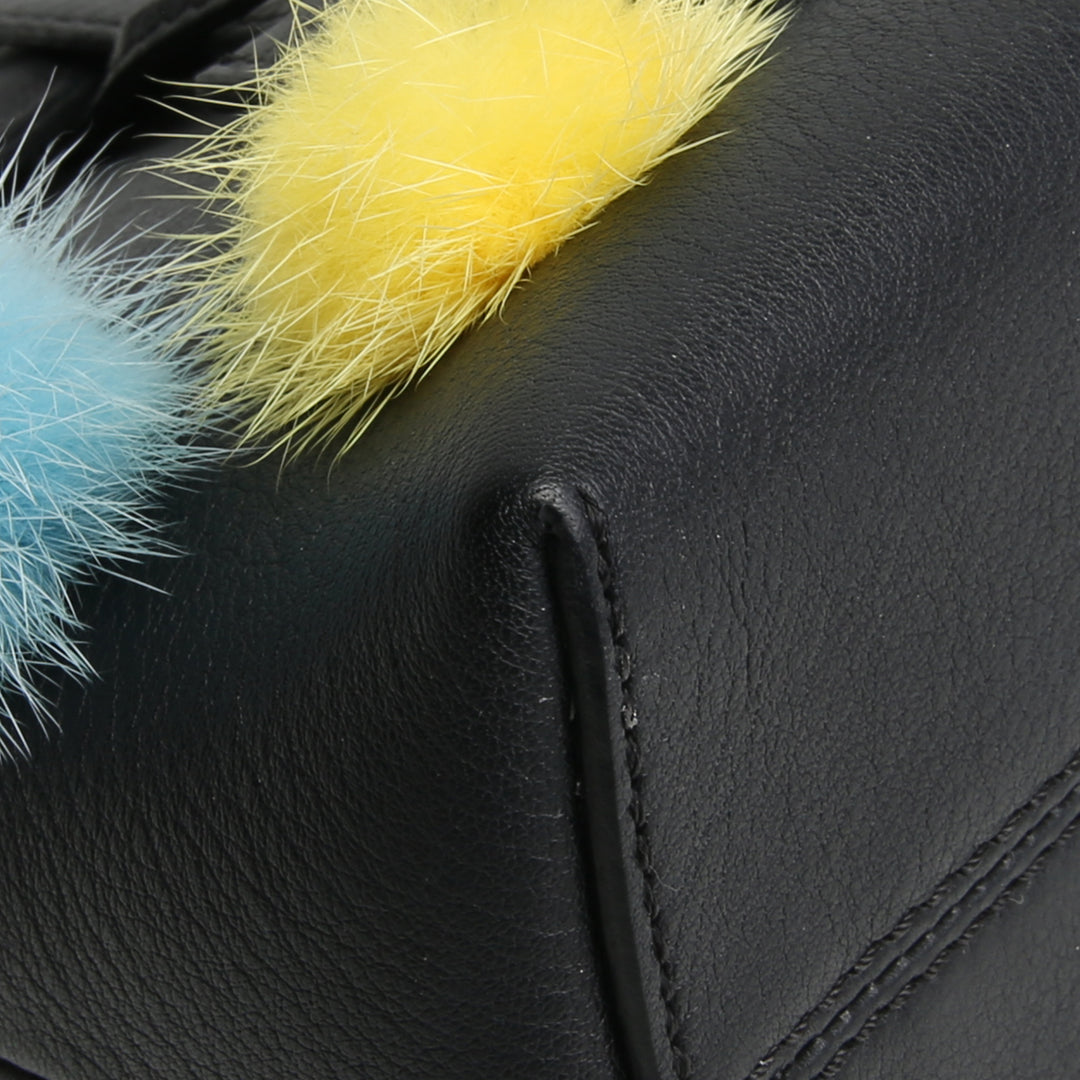 FENDI Pom Pom Mini By The Way Shoulder Bag - Black