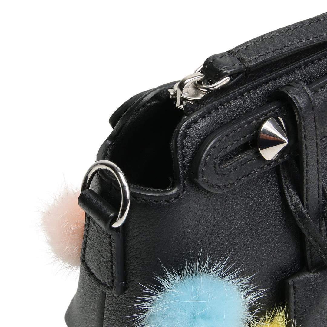 FENDI Pom Pom Mini By The Way Shoulder Bag - Black