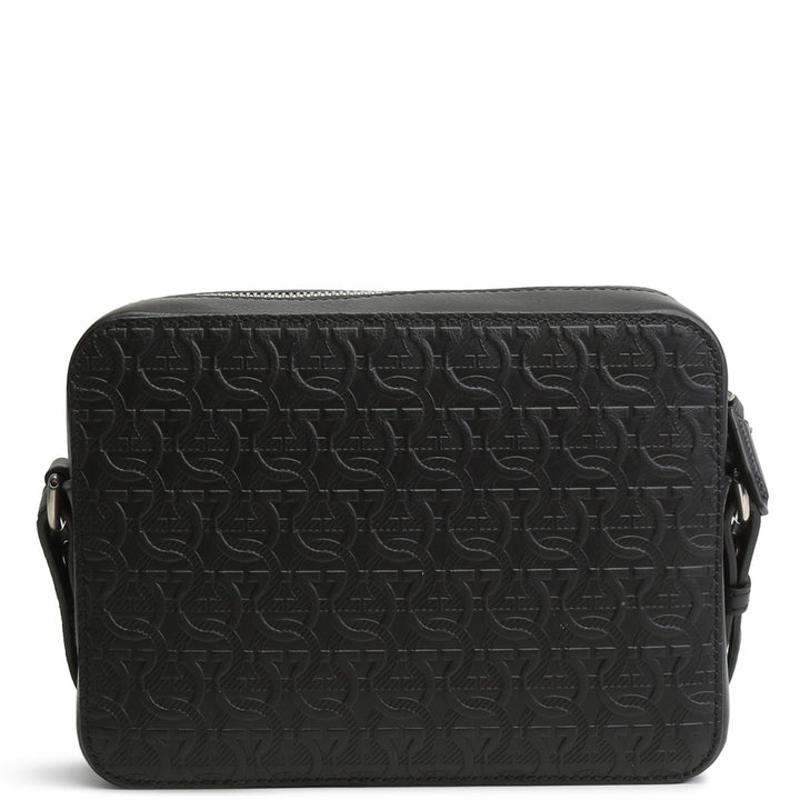 FERRAGAMO Embossed Gancini Crossbody - Black