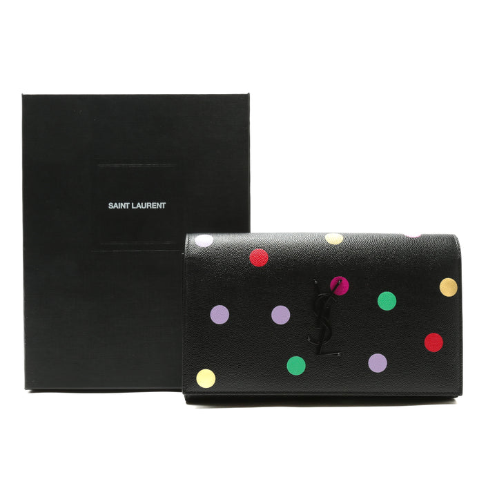 SAINT LAURENT Kate Small Monogram Polka-Dot "Confetti" Wallet On Chain Bag - Black