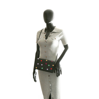 SAINT LAURENT Kate Small Monogram Polka-Dot "Confetti" Wallet On Chain Bag - Black