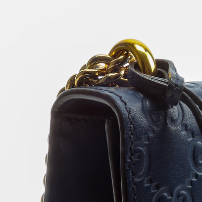 GUCCI Guccissima Small Padlock Shoulder Bag - Navy OUTLET FINAL SALE