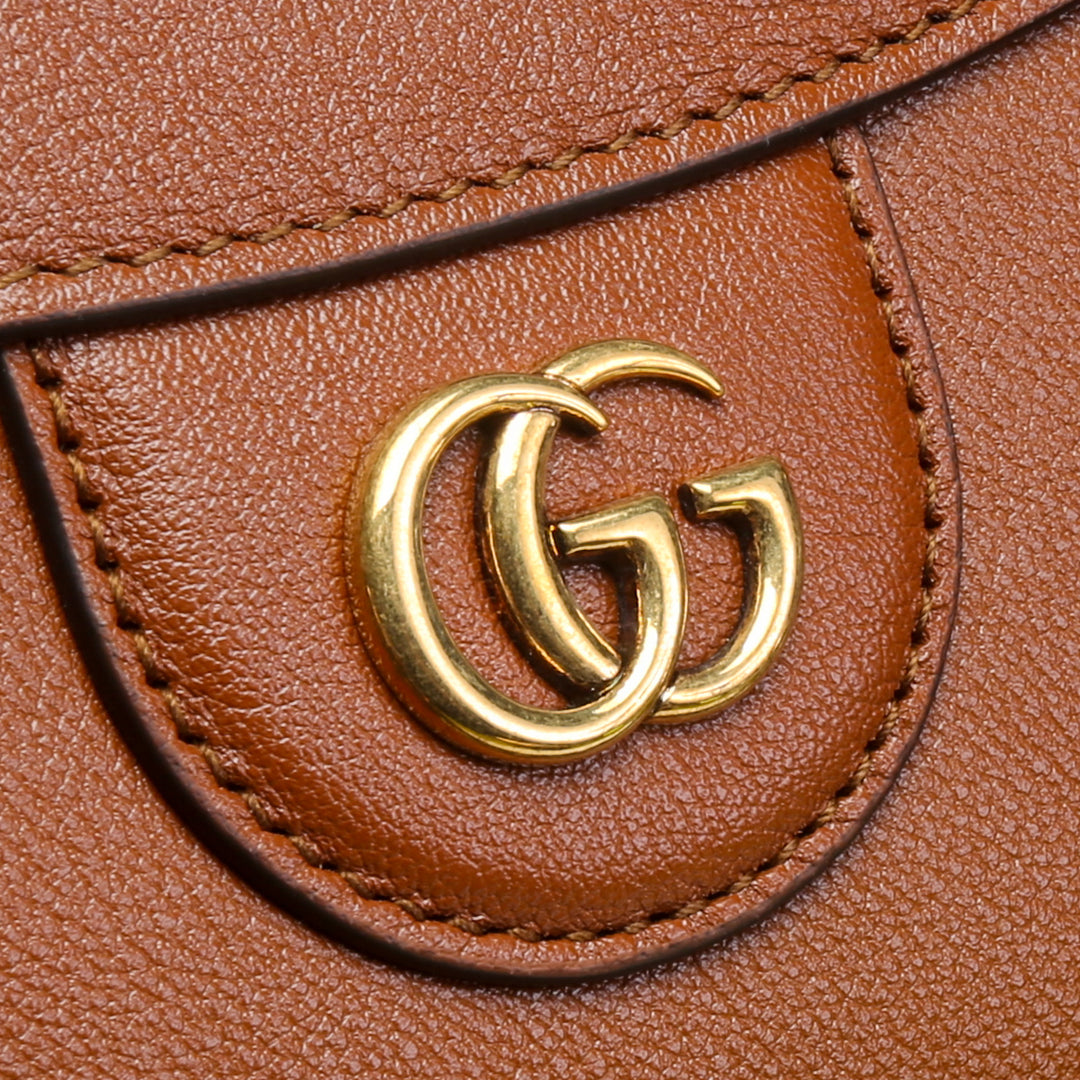 GUCCI Leather Diana Small Tote - Brown