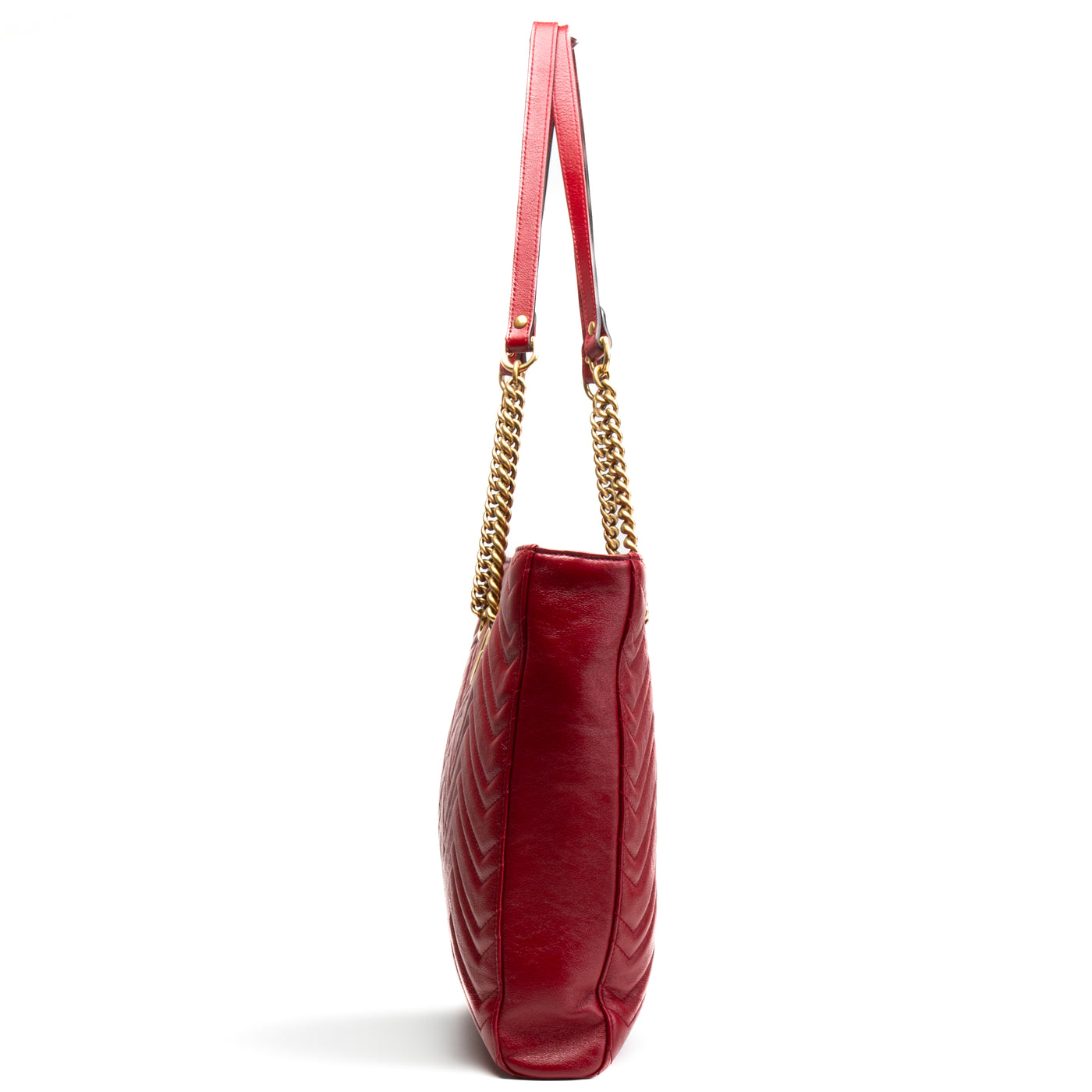 GUCCI Marmont Metalasse Medium Tote- Red