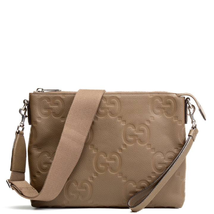 GUCCI Jumbo GG Medium Messenger - Taupe