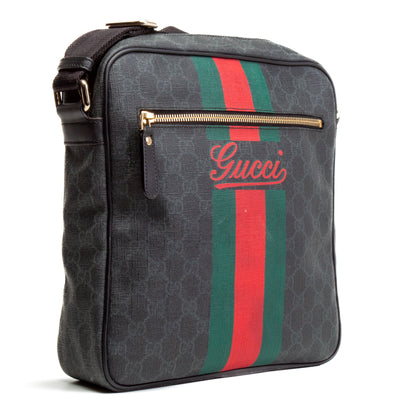 GUCCI GG Supreme Web Messenger - Black