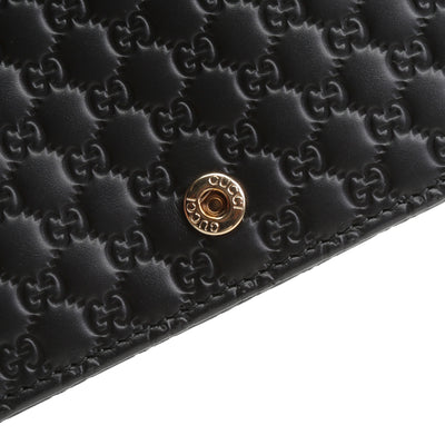 GUCCI Guccissima Wallet on Strap - Black