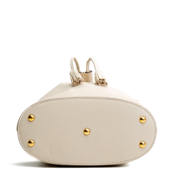 GUCCI Diana Leather Double G Bamboo Mini Bucket Bag - Ivory