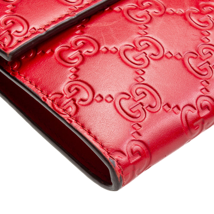 GUCCI Guccissima Padlock Clutch Wallet - Red OUTLET FINAL SALE