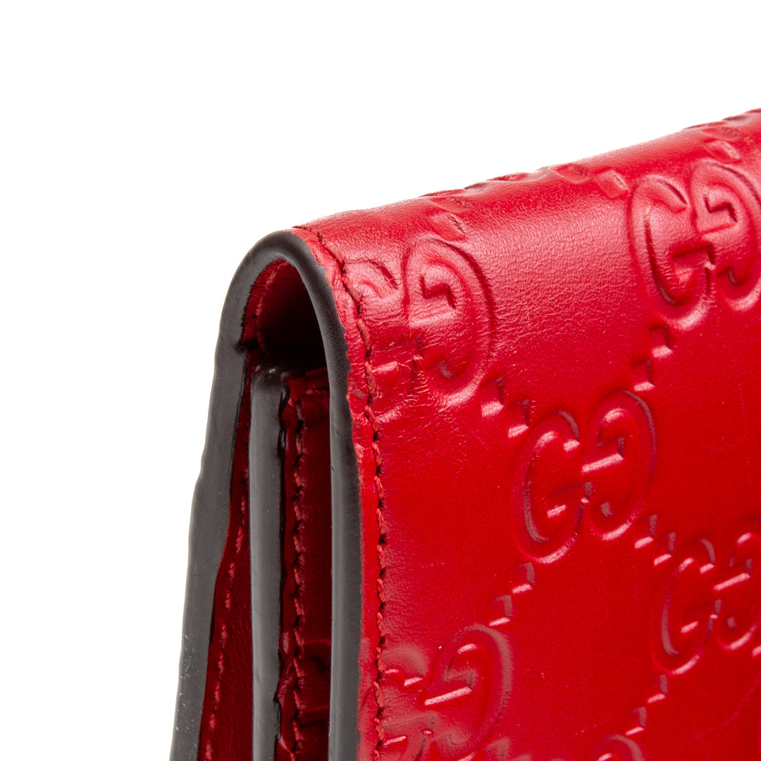 GUCCI Guccissima Padlock Clutch Wallet - Red OUTLET FINAL SALE