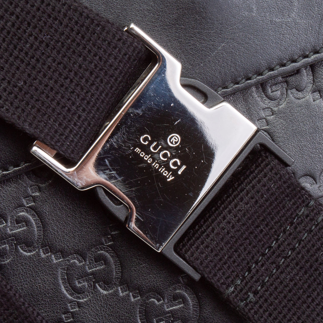 GUCCI Signature Guccissima Double Pocket Belt Bag - Black OUTLET FINAL SALE