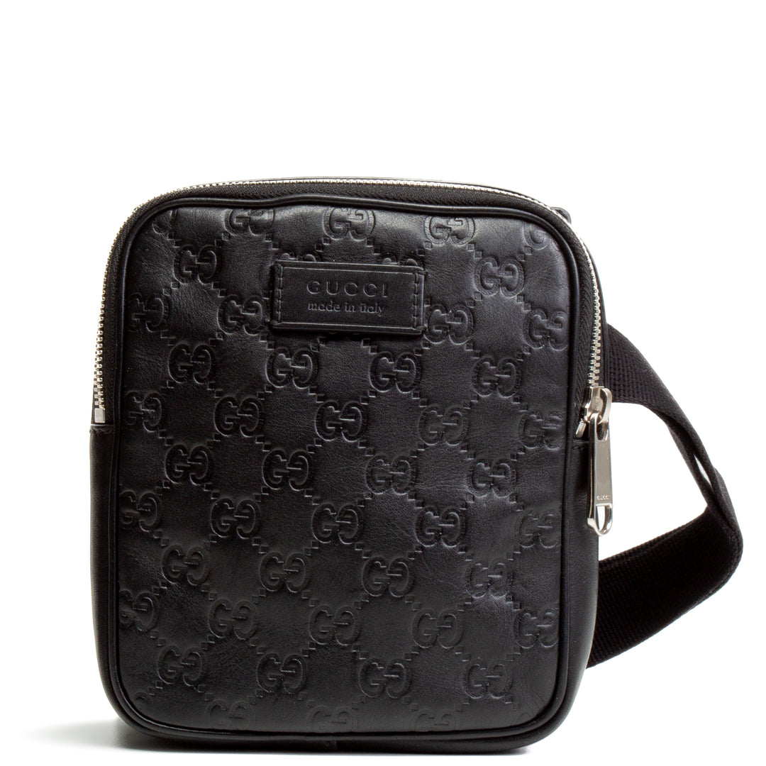 GUCCI Signature Guccissima Double Pocket Belt Bag - Black OUTLET FINAL SALE