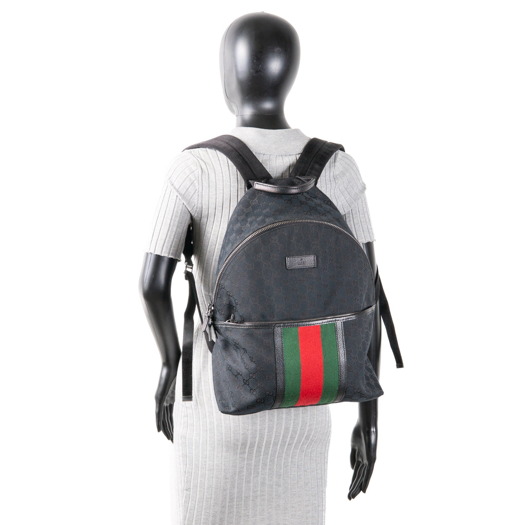 GUCCI GG Medium Canvas Web Backpack Black - OUTLET FINAL SALE