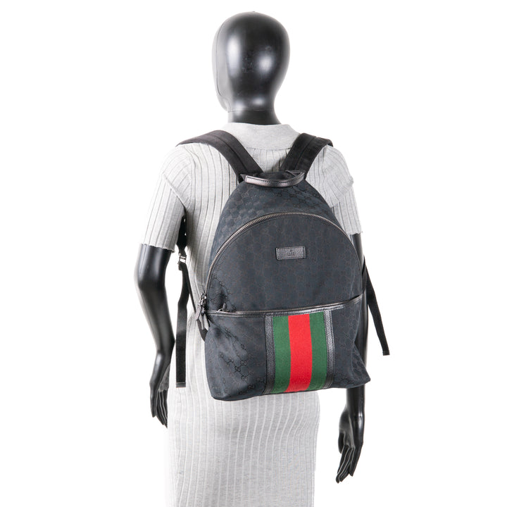 GUCCI GG Medium Canvas Web Backpack Black - OUTLET FINAL SALE