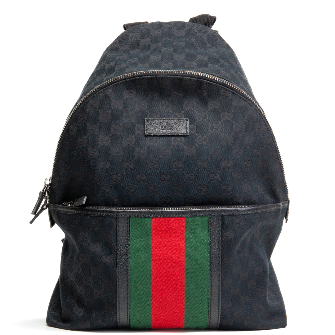 GUCCI GG Medium Canvas Web Backpack Black - OUTLET FINAL SALE