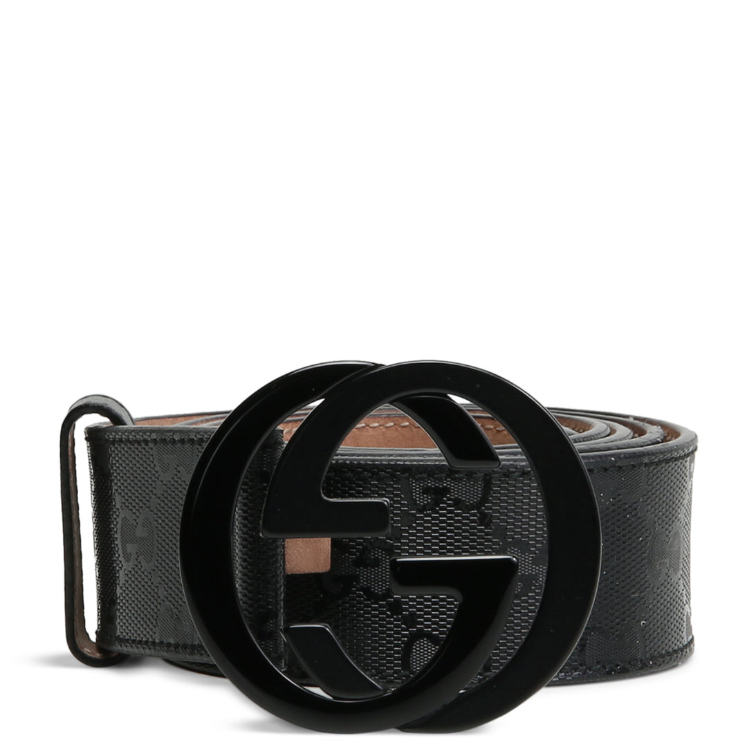 GUCCI Guccisima GG Interlocking Belt - Black Patent