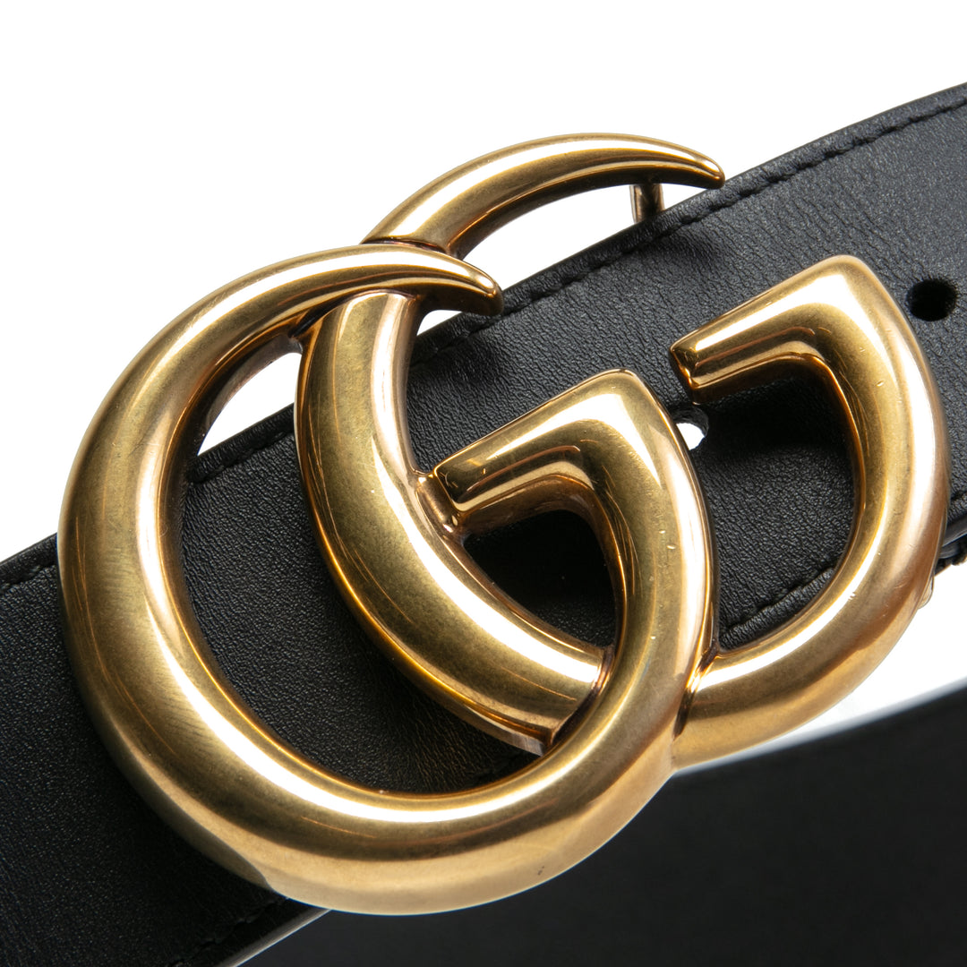 GUCCI Leather Marmont GG Belt 85/34 -Black OUTLET FINAL SALE