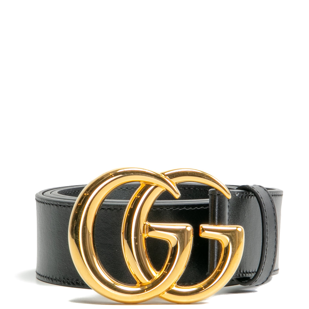 GUCCI GG Wide Marmont Belt - Black / Shinny Buckle