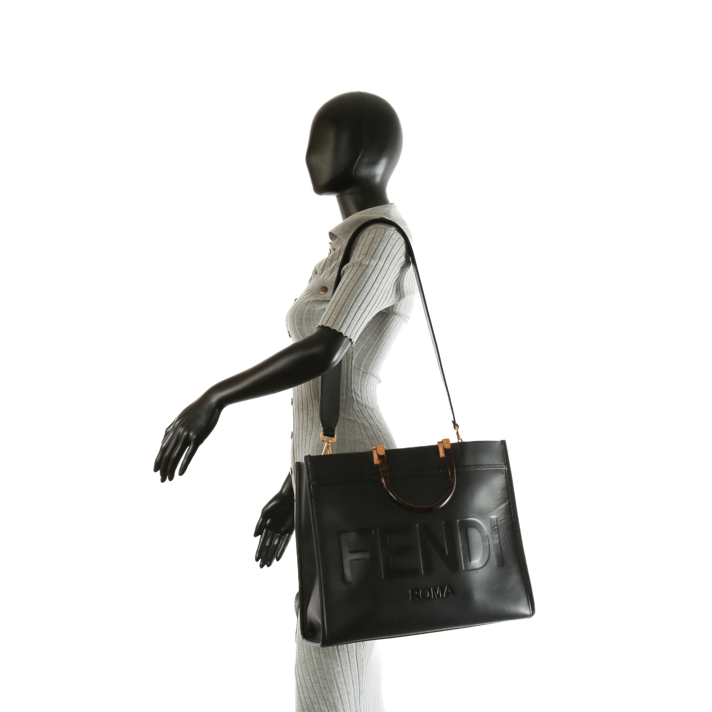 FENDI Medium Sunshine Shopping Tote- Black