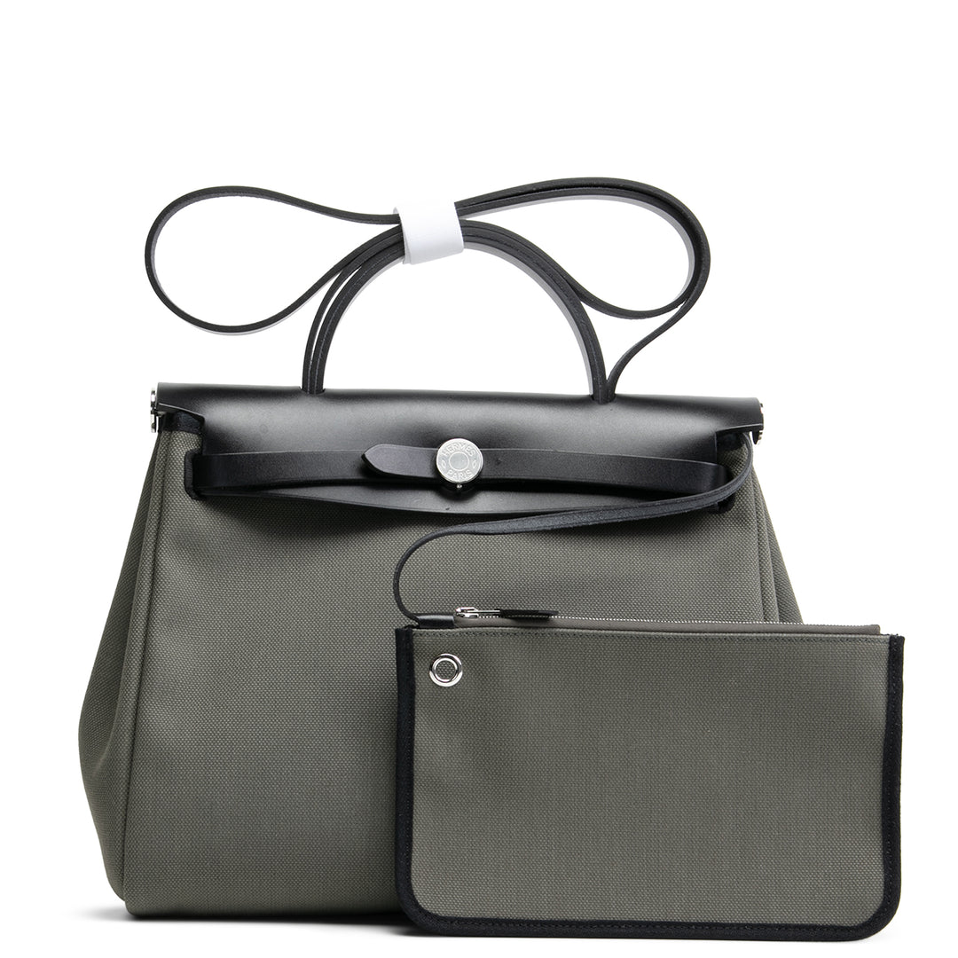 Hermes Hermes Hermes Herbag Zip Retourne 31 Vert de Gris/Noir- Dunkelgrün/Schwarz