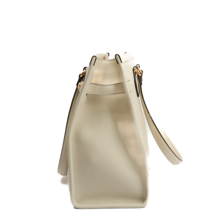 GUCCI GG Star Embossed Medium Tote w/Pouch - Ivory