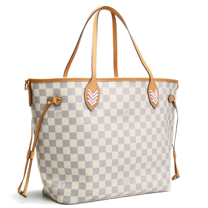 LOUIS VUITTON Braided Damier Azur Neverfull MM w/pouch