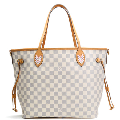 LOUIS VUITTON Braided Damier Azur Neverfull MM w/pouch