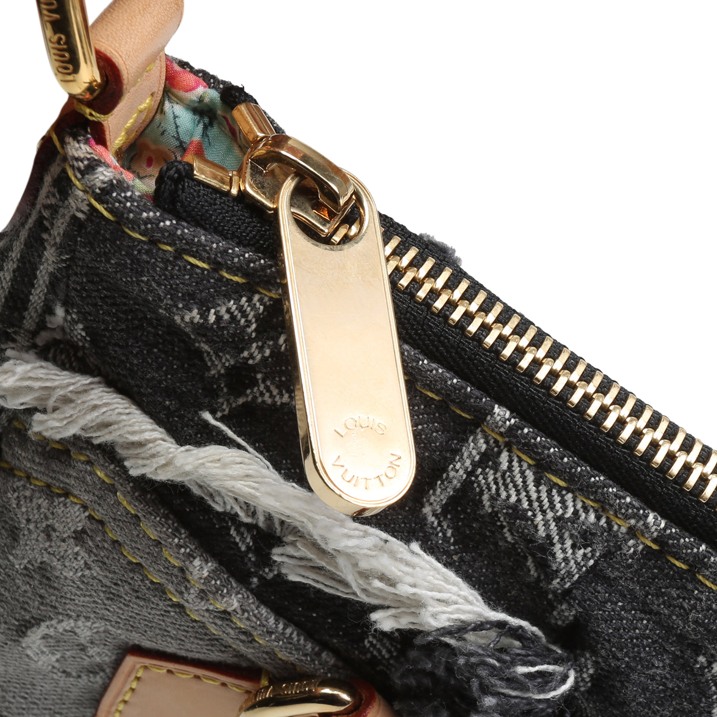 LOUIS VUITTON Monogram Denim Patchwork Pouchy Shoulder Bag- Black