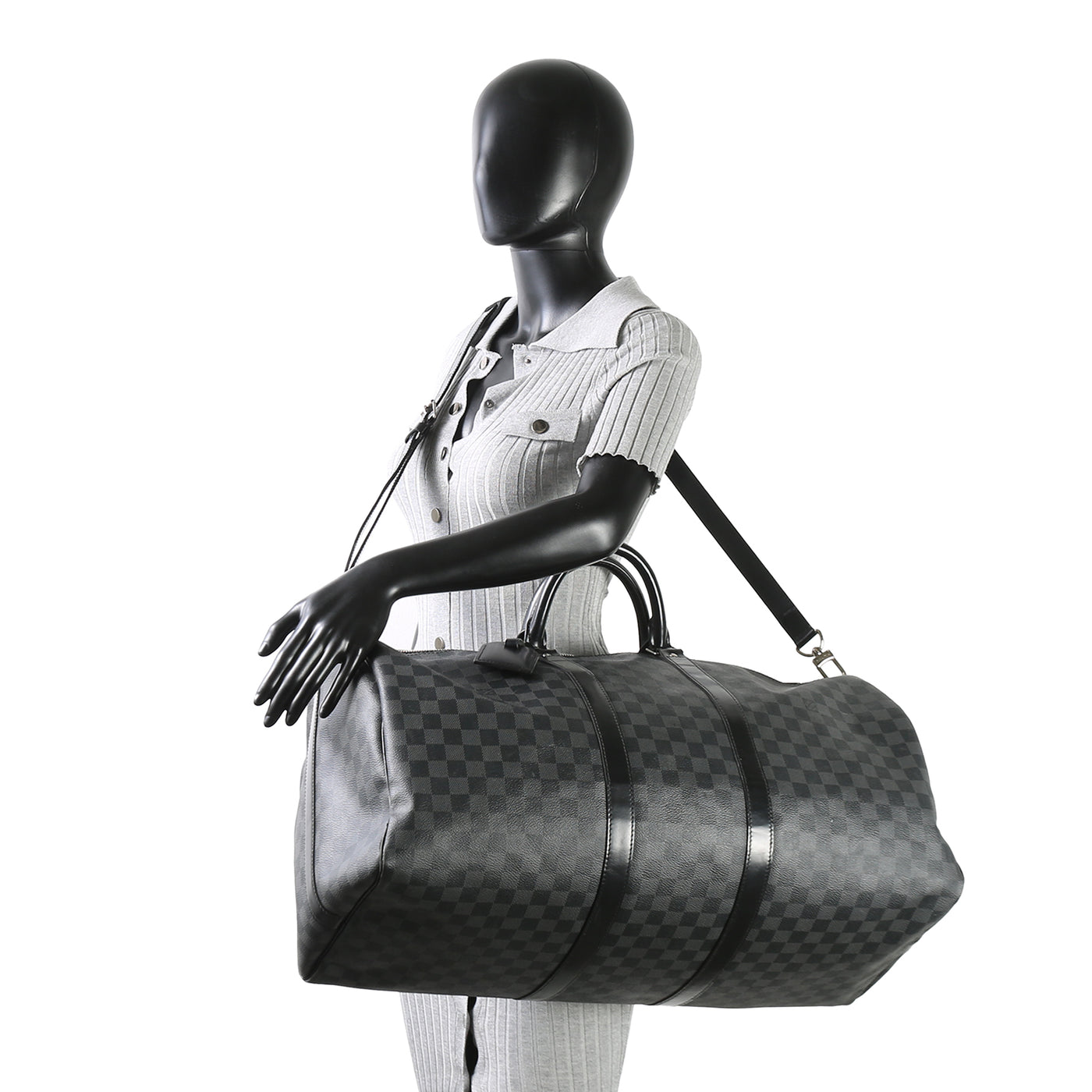 LOUIS VUITTON Damier Graphite Keepall Bandoliere 55 OUTLET FINAL SALE