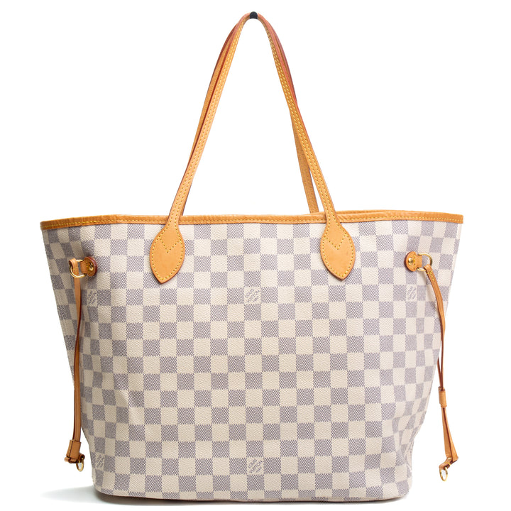 LOUIS VUITTON Damier Azur Neverfull MM w/ Pouch