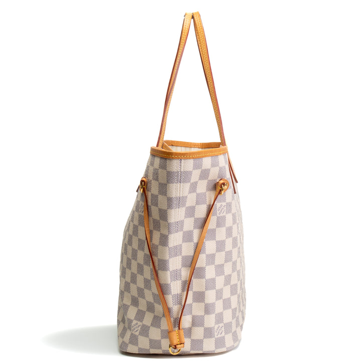 LOUIS VUITTON Damier Azur Neverfull MM w/ Pouch