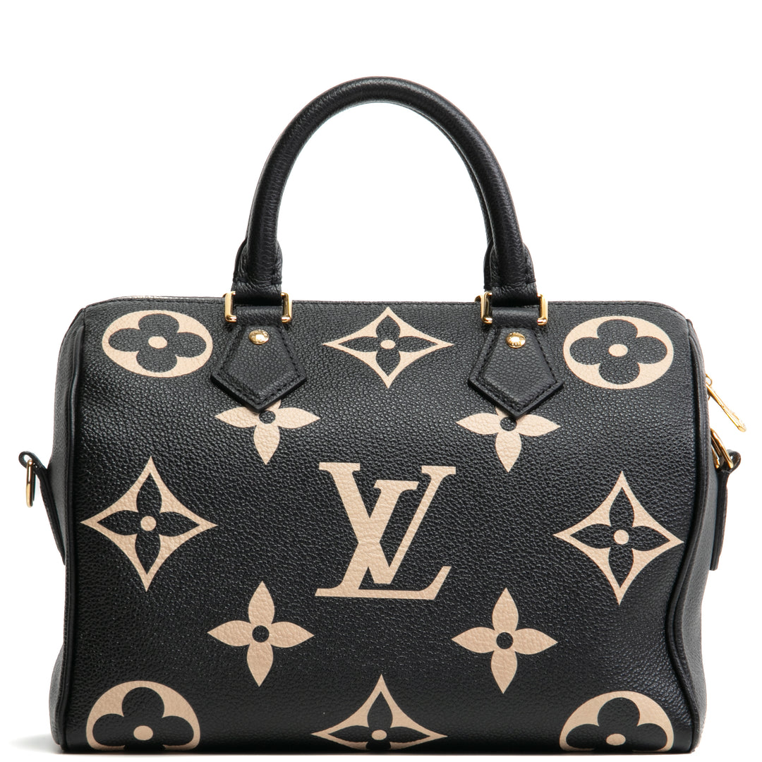 LOUIS VUITTON Monogram Empreinte Bicolor Speedy Bandouliere 25 - Black/Beige