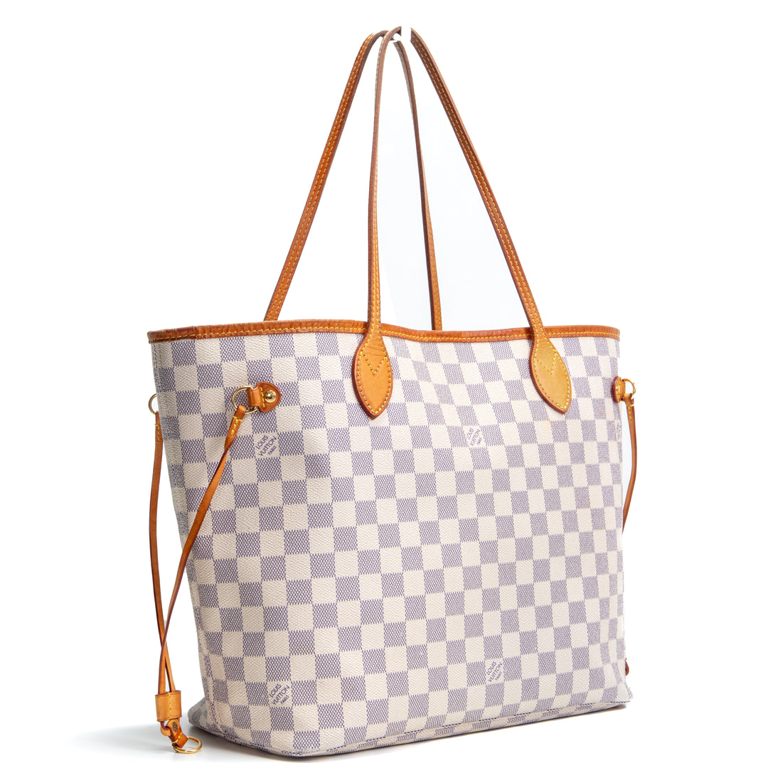 LOUIS VUITTON- Neverfull MM Damier Azur (NO POUCH) - OUTLET FINAL SALE