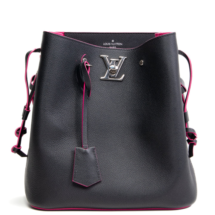 LOUIS VUITTON Taurillon Leather Lockme Bucket Bag - Black