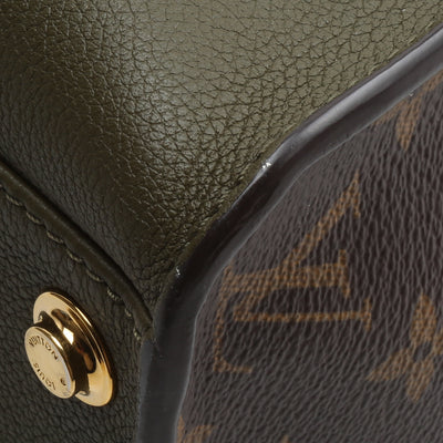 LOUIS VUITTON Calfskin Monogram On My Side MM Laurier Green & Toffee Latte Beige