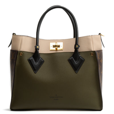 LOUIS VUITTON Calfskin Monogram On My Side MM - Laurier Green & Toffee Latte Beige