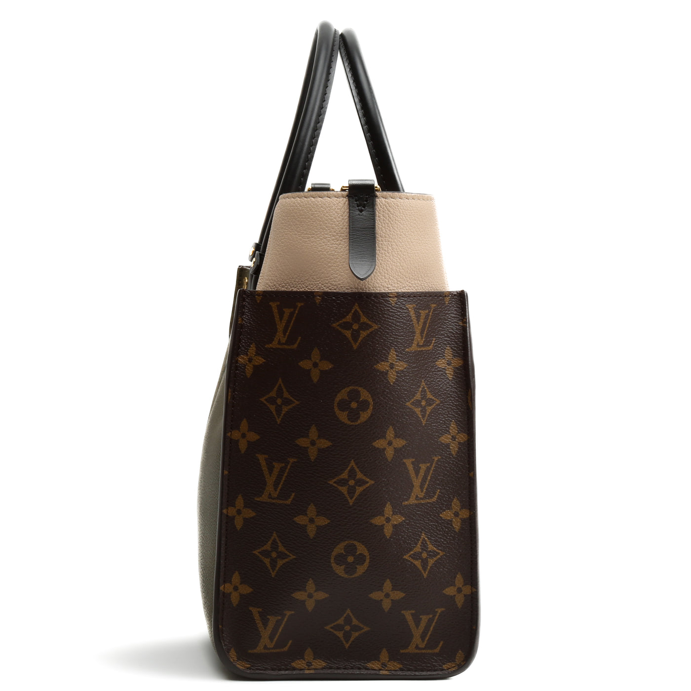 LOUIS VUITTON Calfskin Monogram On My Side MM - Laurier Green & Toffee Latte Beige