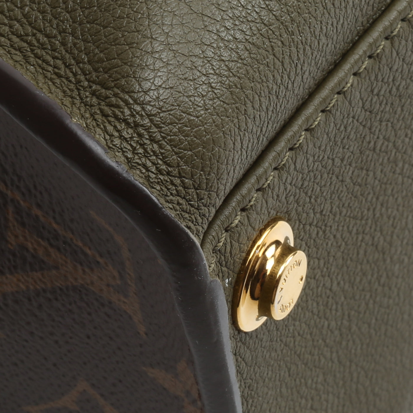 LOUIS VUITTON Calfskin Monogram On My Side MM - Laurier Green & Toffee Latte Beige